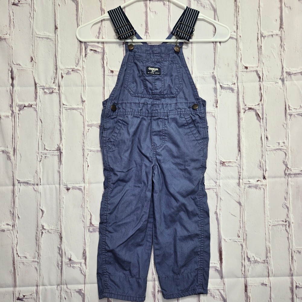 OshKosh B'gosh Overalls Cotton Blue Vestbak Striped Straps Bibs Toddler 3T